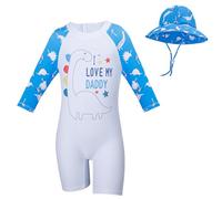Cheerful Mario 1-7 Anni Costum da Bagno Intero con Cappello da Sole per Bimbo Bimba UV Costume Piscina Bambino Bambnina Chiusura Zip Dinosauro 4-5 Anni