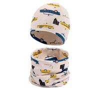 Cheerful Mario Cotone Berretto e Sciarpa Scaldacollo Coordinati per Bambini Modello Carino Neonato Cappello y Sciarpa Auto 3-7 anni