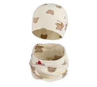 Cheerful Mario Cotone Berretto e Sciarpa Scaldacollo Coordinati per Bambini Modello Carino Neonato Cappello y Sciarpa Orso Kaki 3-7 anni