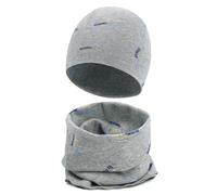 Cheerful Mario Cotone Berretto e Sciarpa Scaldacollo Coordinati per Bambini Modello Carino Neonato Cappello y Sciarpa Grigio 3-7 anni