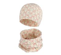 Cheerful Mario Cotone Berretto e Sciarpa Scaldacollo Coordinati per Bambini Modello Carino Neonato Cappello y Sciarpa Rosa Fiore 3-7 anni