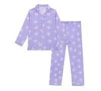 Cheerful Mario Satino Pigiami Due Pezzi per Bambina Maniche Lunghe Pyjamas Ragazza Sottile e Liscia Come la Seta Viola 10-11 Anni