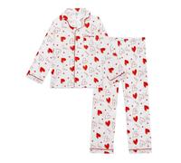 Cheerful Mario Satino Pigiami Due Pezzi per Bambina Maniche Lunghe Pyjamas Ragazza Sottile e Liscia Come la Seta Cuore 6-7 Anni