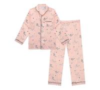 Cheerful Mario Satino Pigiami Due Pezzi per Bambina Maniche Lunghe Pyjamas Ragazza Sottile e Liscia Come la Seta Lettere 4-5 Anni