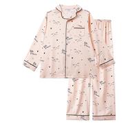 Cheerful Mario Satino Pigiami Due Pezzi per Bambina Maniche Lunghe Pyjamas Ragazza Sottile e Liscia Come la Seta Lettere 6-7 Anni