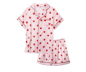 Cheerful Mario Satino Pigiami Due Pezzi per Bambina Maniche Lunghe Pyjamas Ragazza Sottile e Liscia Come la Seta Rosa-C 8-9 Anni