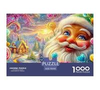 Cheerful Santa with Candies, Snowy Cottage Puzzle Da 1000 Pezzi Christmas Style Sfidante E Di Ingegno Per Tutte Le Età 70x50cm/1000pcs