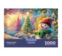 Cheerful Snowman, Decorated Tree, Snowy Woods Puzzle Da 1000 Pezzi Christmas Style Cartone Riciclato Premium, Regalo Per Tutte Le Età 70x50cm/1000pcs