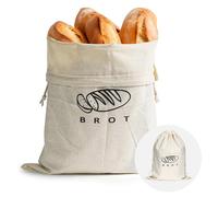 Cheerhom Linen Bread Bag - Bread Storage and Keeping Fresh Made Easy, Environmentally Friendly and Durable with Practical Drawstring Ideal for Bread, Pastries, Fruit and Vegetables, 30 x 40 cm