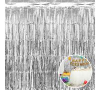 Cheerhom Tende Metalliche Argento con Frange Brillanti, Ghirlanda, Argenteo, 1