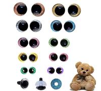 Cheerix 20 occhi per animali all'uncinetto, occhi di sicurezza per animali all'uncinetto, occhi colorati 3d Amigurumi, 12-20 mm, occhi a bottone per animali all'uncinetto con rondelle glitterate per