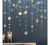 Cheerland Bling Bling iridescente Twinkle Star Garland Streamer Kit per decorazioni per feste Glitter Metallic Circle Dot Garland Glitter Ghirlande di bandierine Banner per Matrimonio Camera dei