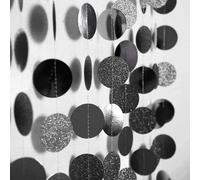 Cheerland Kit di ghirlande glitterate grigio carbone nero cerchio decorazione per feste di Halloween da appendere a pois Streamer sfondo banner per decorazione di compleanno matrimonio pensionamento