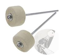 Cheerock 2 pezzi di feltro bianco per grancassa, 180 mm, doppio pedale per grancassa, manico in acciaio inox, accessori per percussioni