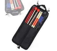 Cheerock Drum Stick Bag - Set di bacchette per batteria, con spazzola in nylon, bacchette in bambù, bacchette in nylon da 5A + martello rosso in legno