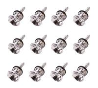 Cheerock Set di 12 chiusure per tracolla per chitarra, in metallo, cromate, per chitarre acustiche, ukulele, martin, banjo, elettriche e bassi