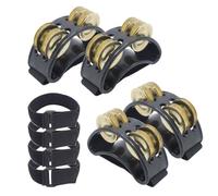 Cheerock Set di 4 tamburelli per piedi con cinghie magiche regolabili, strumento a percussione con sonagli in acciaio dorato, adatto a tutte le dimensioni dei piedi, ideale per suonare la batteria e