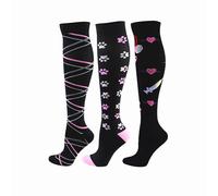 Cheeroyal 3 paia di calze a compressione 20-30 mmHg per uomini/donne Recupero Infermiera Corsa Maternità Gravidanza Volo Viaggi Medicina Salute Sport (S-M, 3 pairs-4)