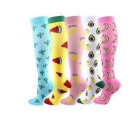 Cheeroyal 3 paia di calze a compressione 20-30 mmHg per uomini/donne Recupero Infermiera Corsa Maternità Gravidanza Volo Viaggi Medicina Salute Sport (L, 5 pairs-7)