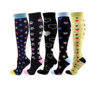 Cheeroyal 3 paia di calze a compressione 20-30 mmHg per uomini/donne Recupero Infermiera Corsa Maternità Gravidanza Volo Viaggi Medicina Salute Sport (L, 5 pairs-2)