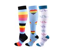 Cheeroyal 3 paia di calze a compressione 20-30 mmHg per uomini/donne Recupero Infermiera Corsa Maternità Gravidanza Volo Viaggi Medicina Salute Sport (S-M, 3 pairs-6)
