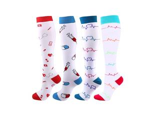 Cheeroyal 4 paia di calze a compressione 20-30 mmHg per uomini/donne Recupero Infermiera Corsa Maternità Gravidanza Volo Viaggi Medicina Salute Sport (L, 4 pairs-5)