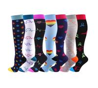 Cheeroyal 7 paia di calze a compressione 20-30 mmHg per uomini/donne Recupero Infermiera Corsa Maternità Gravidanza Volo Viaggi Medicina Salute Sport (L, YS001-7 pairs-2)