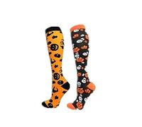 Cheeroyal due paia calze compressive 20-30 mm Hg Halloween Happy zucca scheletro fantasmi calze per uomini e donne di recupero corsa viaggio salute sport (L-XL, Set 1)