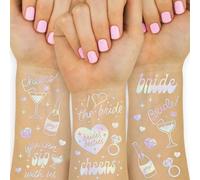 Cheers Junggesellinnenabschied Temporäre Tattoos - 40 Irideszente Stile | Dekoration für Junggesellinnenabschied, Geschenke für Junggesellinnenabschied, Geschenk für Brautjungfer + Baldige Braut