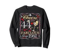 Cheers to 44 Fabulous Since 1981. Women’s 44th Birthday Felpa