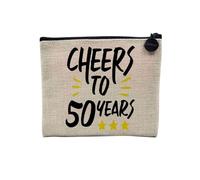 Cheers to 50 Years Anniversario 50 Anni Stelle - Astuccio trucco in tela effetto lino, portamonete - 15 x 10 cm, lino, 15 x 10 cm, Astuccio per il trucco