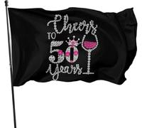 Cheers to 50 Years Diamond 50th Happy Birthday 3 x 5 piedi bandiera decorazioni per esterni giardino fattoria cortile cartello banner bandiera all'aperto poliestere
