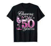 Cheers To 50 Years Old Wedding Anniversary 50th Birthday Maglietta
