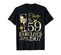 Cheers to 59 Fabulous Since 1967 59th Birthday Women Girls Maglietta