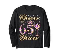Cheers to 65 Years Old Queen Festa di Compleanno Maglia a Manica