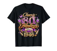 Cheers To 80 Years Old Wedding Anniversary 80th Birthday Maglietta