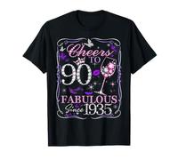 Cheers to 90 Fabulous Since 1935. Women’s 90th Birthday Maglietta
