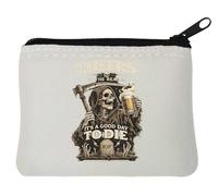Cheers to the Grim Reaper - Portamonete in neoprene, 10 x 11 cm, colore: Bianco