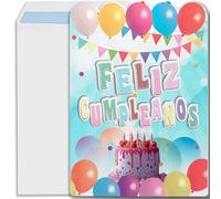 Cheerset Biglietto Auguri Compleanno 44x31 cm Cartolina Felice Compleanno Regalo Originale Compleanno Incontra Donna Uomo Amica (Soddisfa Torta 1)