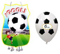 CHEERSET - Pignatta Calcio Compleanno Grande + 6 Palloncini - Decorazione Feste per Bambini - Grandi Pignatte da Riempire - Pignatta Compleanno Bambini