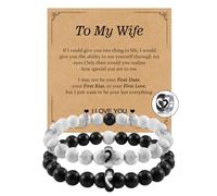 CheersLife 2 braccialetti coordinati con anello a mezzo cuore, braccialetti per lui e per lei, regali di San Valentino