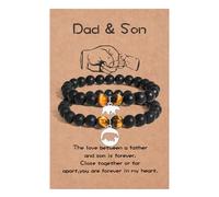 CheersLife 2 braccialetti coordinati per papà e figlio, braccialetti regalo per uomini e ragazzi, braccialetto elastico in pietra naturale, regalo di compleanno per il ritorno a scuola, regalo per il
