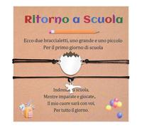 Cheerslife 2 Pezzi Bracciale Ritorno A Scuola Regalo Madre e Figlia Bracciale con Dinosauri e Uova Primo Giorno di Scuola Regalo per Donna Bambini Bambine Ragazze Ragazzi Mamma Figlio Figlia Nipoti