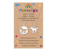 CheersLife 2 Pezzi Collana Madre Figlia Set Collana di Cavalli Abbinata Collana per Madre Figlia Regalo Donna Ragazza Regalo di Compleanno Ritorno a Scuola Festa Della Gioielli Regalo Mamma e Figlia