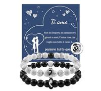 Cheerslife 2PCS Regali San Valentino Bracciali Coppia Regalo Marito Bracciale Uomo Ti Amo Amore Mezzo Cuore Anello Bracciale di Coppia Regalo Anniversario per Lui Compleanno Regali di Coppia