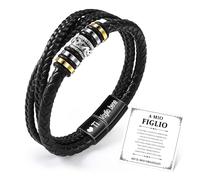 CheersLife 3 Strati Bracciale Ragazzo Bracciale Figlio Regalo per Figlio Bracciale Uomo AL MIO FIGLIO Bracciale Ti Voglio Bene Acciaio Inox Chiusura Magnetica Regalo Uomo Compleanno Regali per Lui