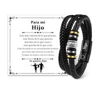 Cheerslife 3 Strati Bracciale Uomo Intrecciato AL MIO FIGLIO Bracciale Ti Amo Hijo Acciaio Inox Chiusura Magnetica Regalo per Figlio Regalo Uomo Compleanno Bracciale Figlio Regali per LuiES