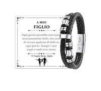 Cheerslife Bracciale a Mio Figlio Regalo Figlio Bracciale Ragazzo Regali Comunione Maschio Regalo Compleanno Natale Braccialetto Ispirazionali per Ragazzi di Mamma