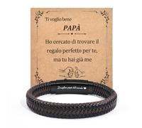 CheersLife Bracciale Festa Del Papà, Regolabile, Marrone, Acciaio Inossidabile, Pelle, Occasione Festa Del Papà, San Valentino, Compleanno, Natale, Anniversario