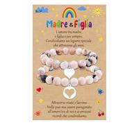 Cheerslife Bracciale Madre e Figlia Regalo Mamma Figlia Bracciale 2Pcs Bracciale Perline con Ciondolo a Cuore Idee Regalo per Donna Ragazze Compleanno Ritorno a Scuola Festa Della Mamma con Carte
